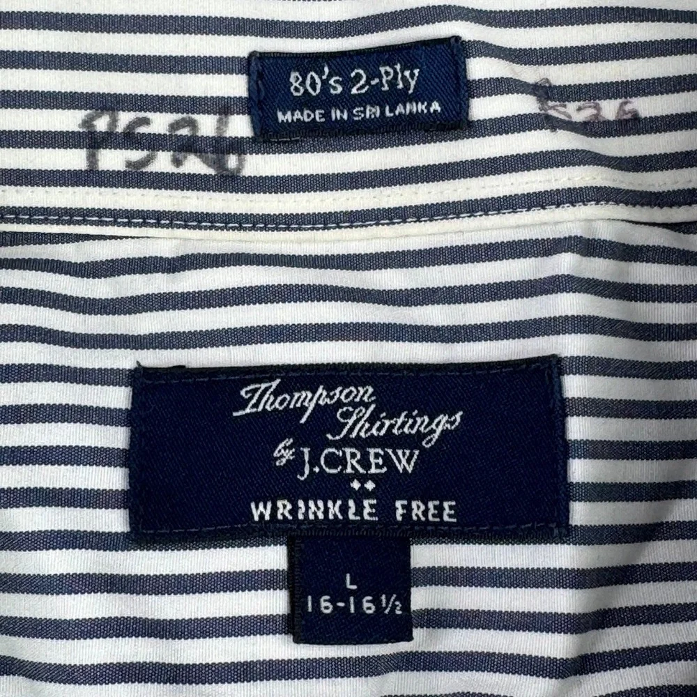 J Crew Men's Thompson Shirtings Dress Shirt 80's 2-Ply L(16-16 1/2) Navy Gingham